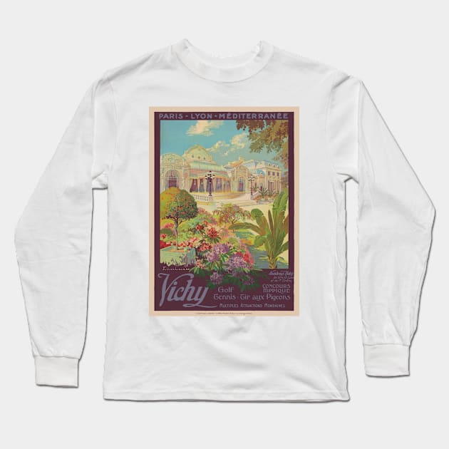 Vichy France Railroad Vintage Poster 1925 Long Sleeve T-Shirt by vintagetreasure